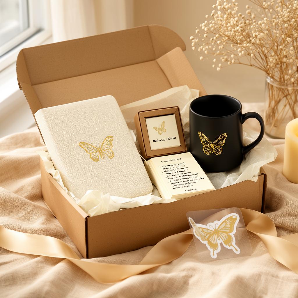 Rip the Labels Reset Collection: journal, card deck, mug, quote cards, and sticker in a kraft gift box